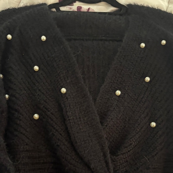 Black Sweater with Pearl Accents - Picture 3 of 5